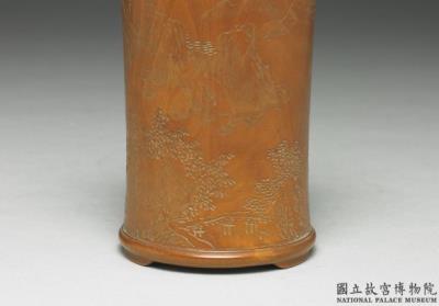 图片[2]-Carved boxwood brush holder depicting a landscape scene, Qing dynasty (1644-1911)-China Archive